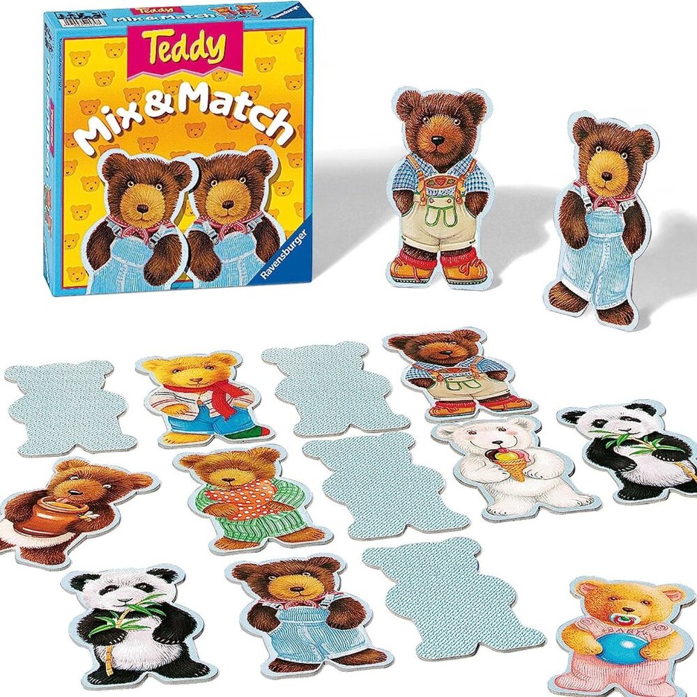 New Sealed Ravensburger Teddy Mix & Match Memory‑matching game